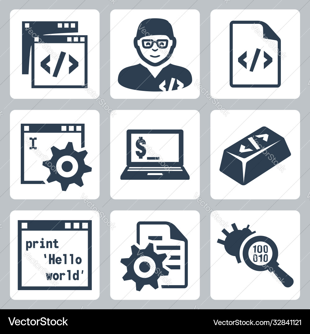 Programming and software development icons set Programming and software development icons set vector image