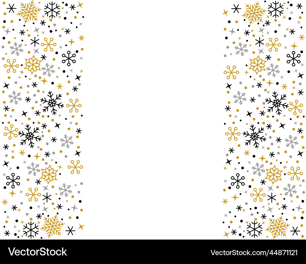 Snowflake pattern banner winter border snow frame vector image