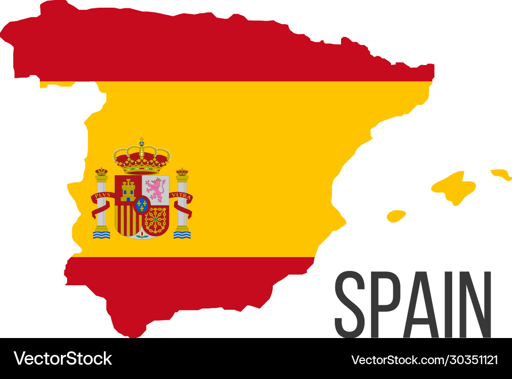 Spain flag map the country Royalty Free Vector Image