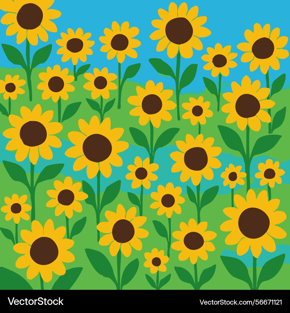Sunflower field print design Vector Image