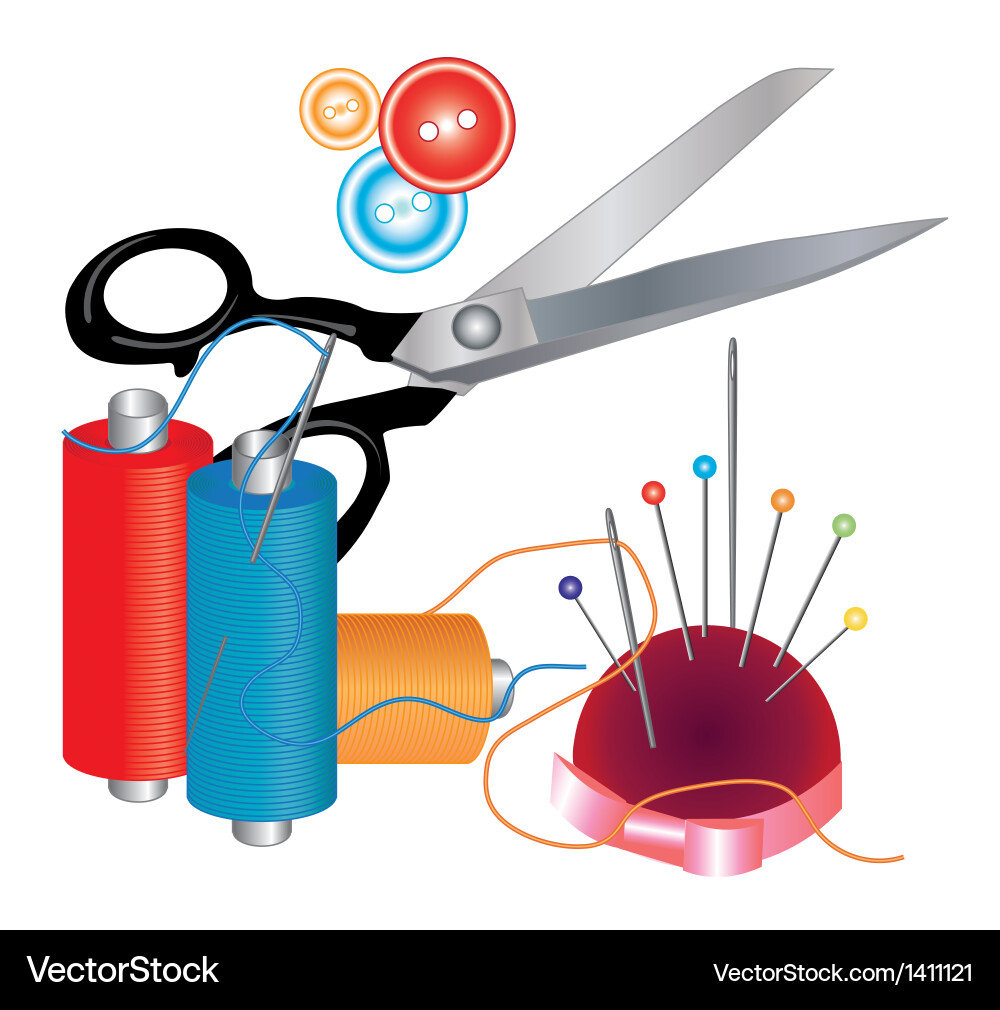 Tools and materials for sewing Royalty Free Vector Image