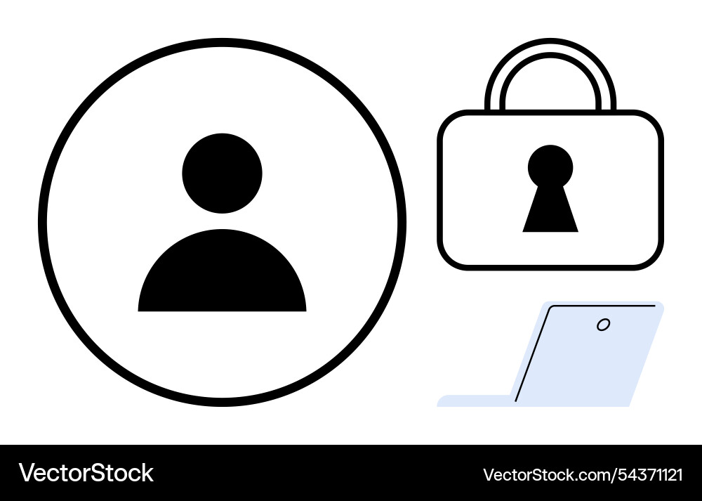 User profile icon secure lock and laptop User profile icon secure lock and laptop vector image