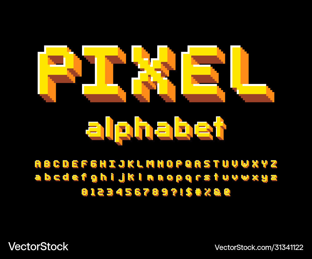8-bit Pixel Font Vector Image