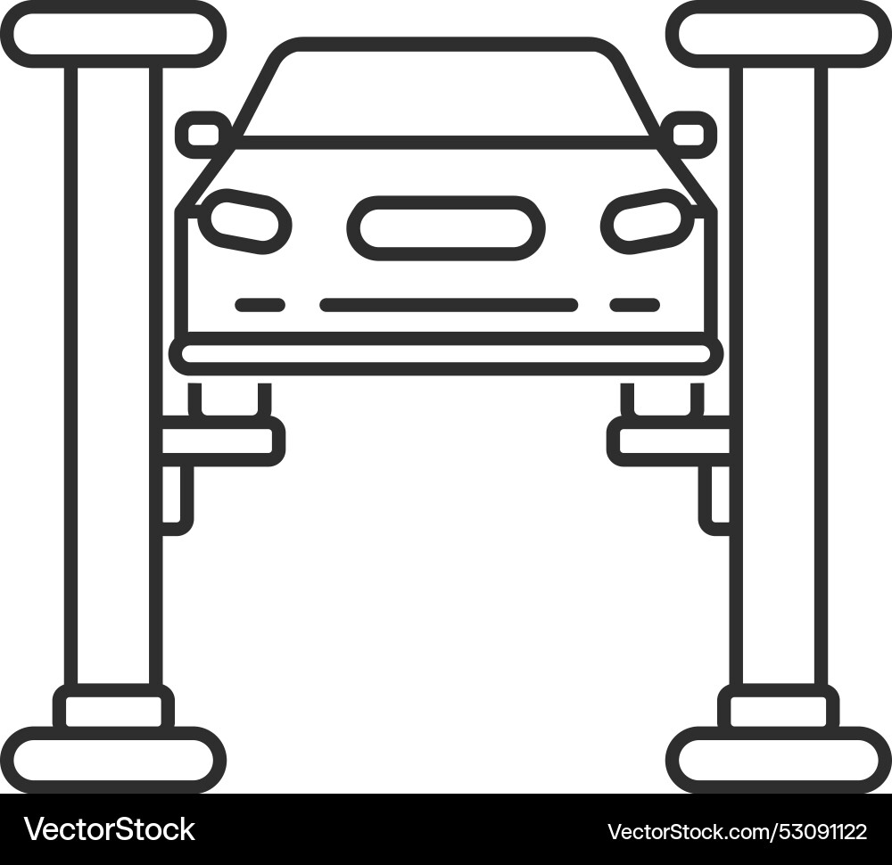 Car in garage lifted for maintenance auto repair Car in garage lifted for maintenance auto repair vector image