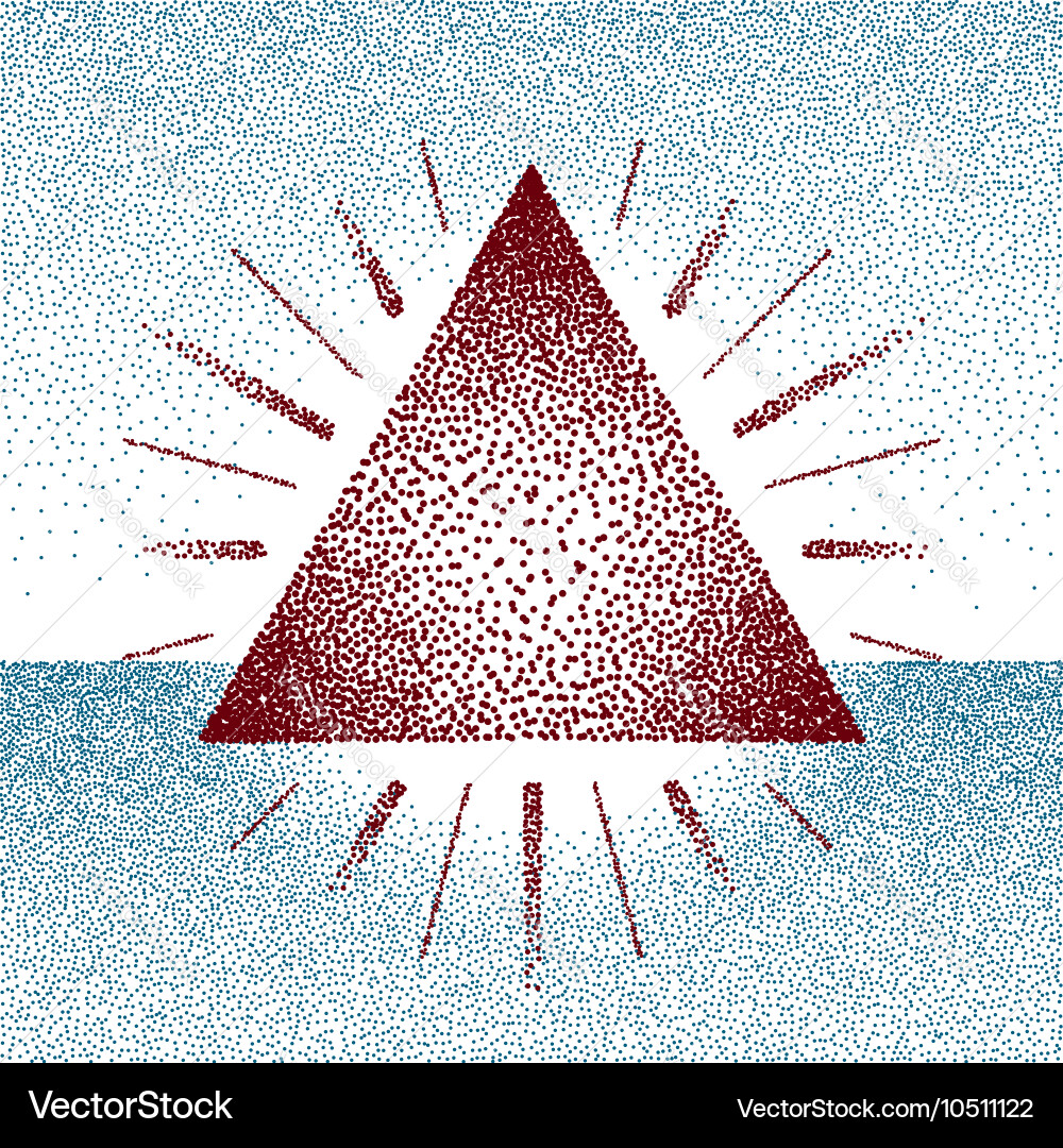 Dotwork raster triangle with rays vector image