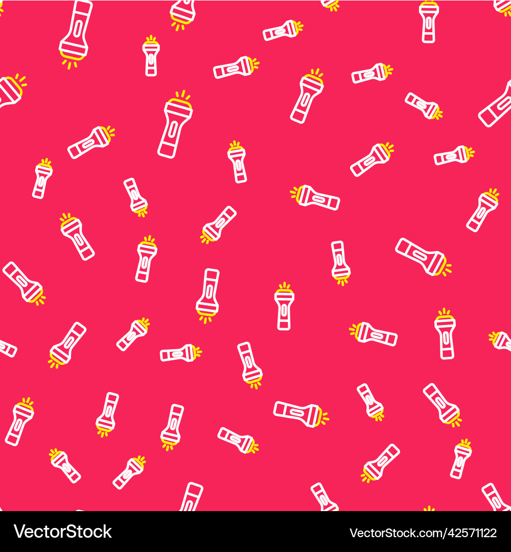 Line flashlight icon isolated seamless pattern Line flashlight icon isolated seamless pattern Vector Image