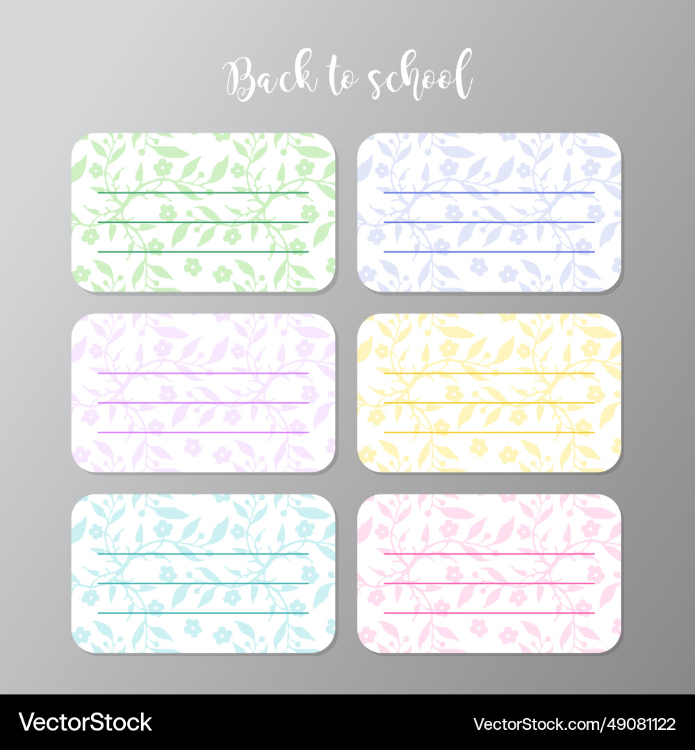 Notebook labels back to school set of stickers Notebook labels back to school set of stickers Vector Image