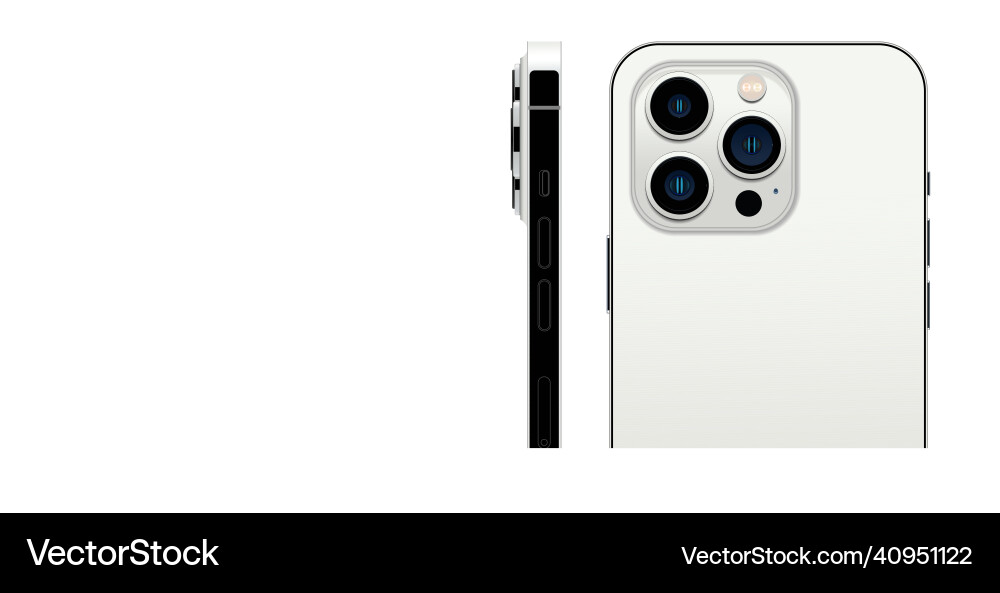 Realistic set of smartphone silver color layouts Realistic set of smartphone silver color layouts vector image