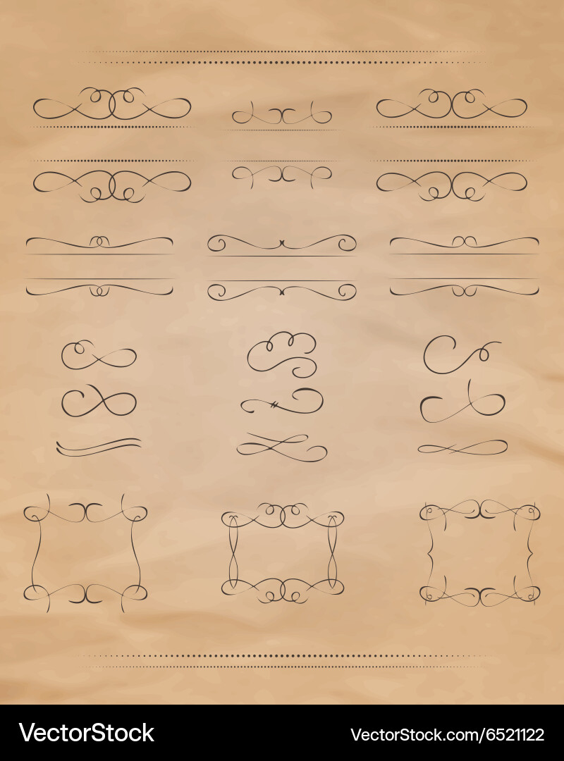 Scroll & Swirl Calligraphic Elements Vector Image
