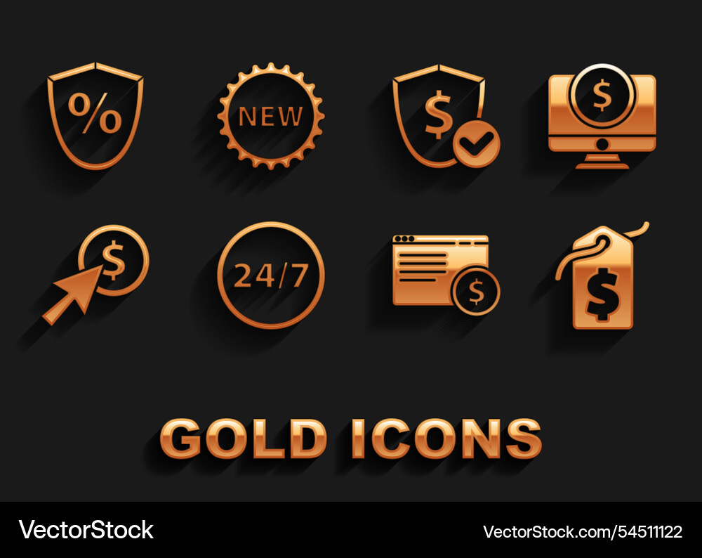 Set clock 24 hours computer monitor with dollar Set clock 24 hours computer monitor with dollar vector image