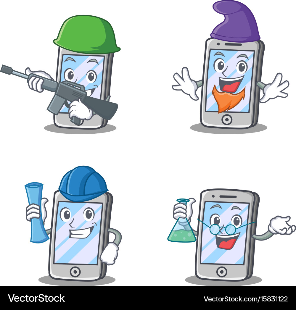 Set of iphone character with elf architect army Vector Image