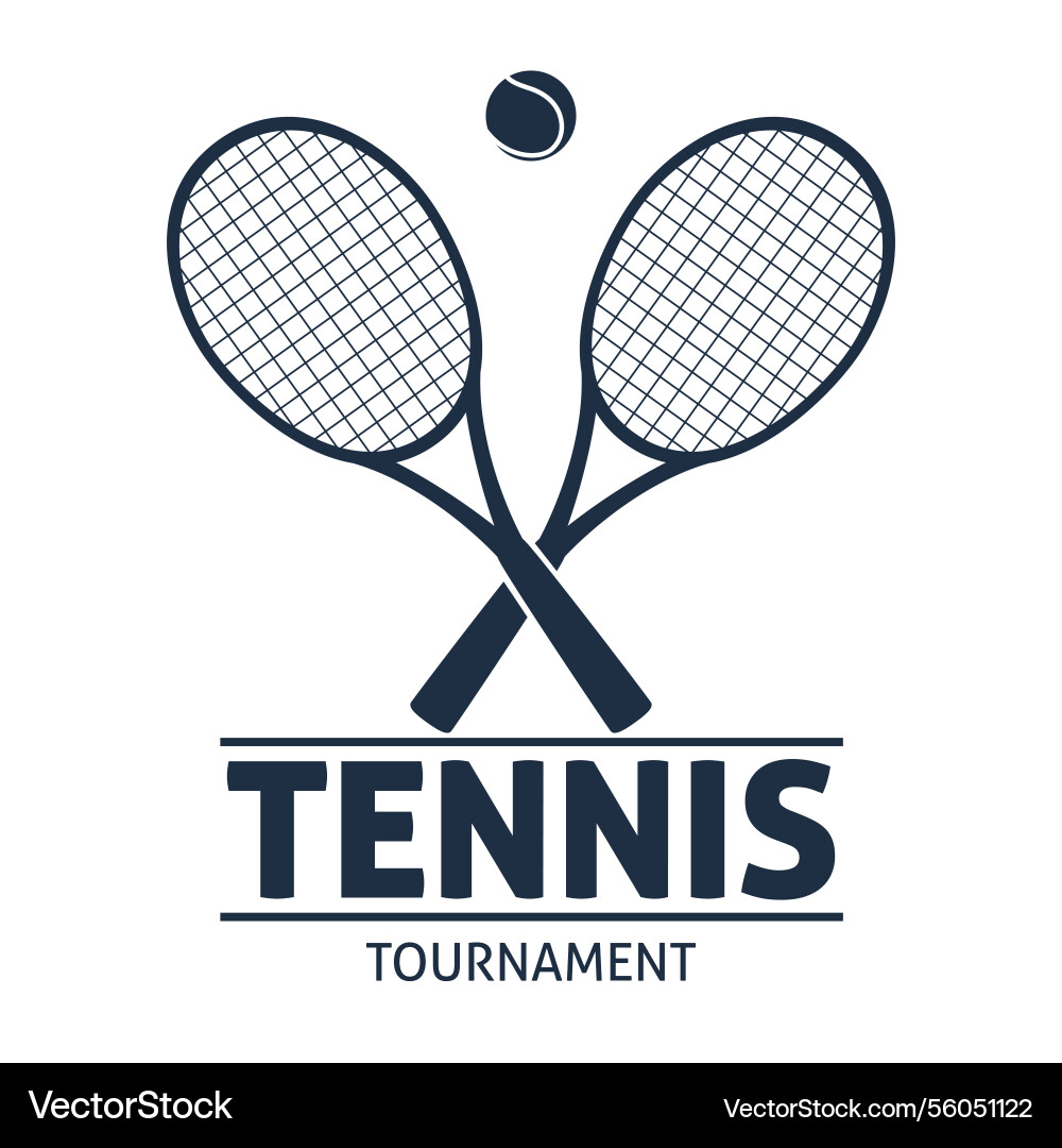 Silhouette of tennis rackets and ball logotype Silhouette of tennis rackets and ball logotype vector image