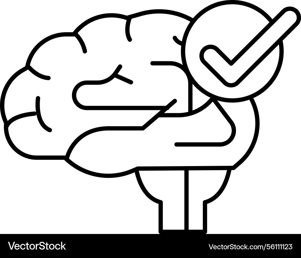 A brain with check mark A brain with check mark vector image