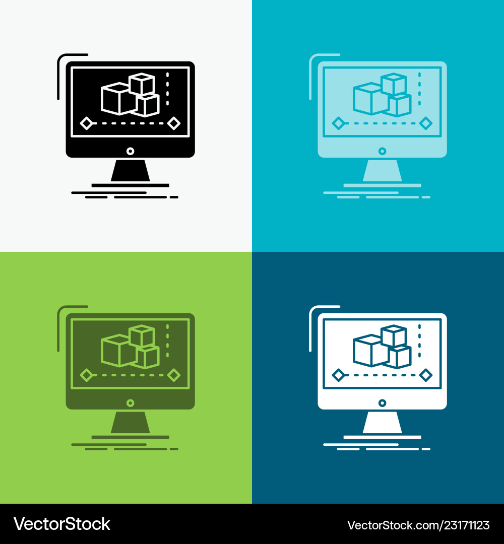 Animation computer editor monitor software icon vector image