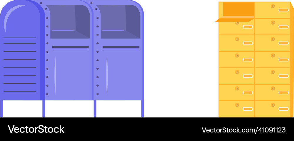 Apartment mailboxes flat color object set Apartment mailboxes flat color object set vector image