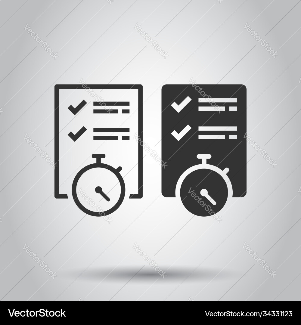 Document witch clock icon in flat style checklist Document witch clock icon in flat style checklist vector image