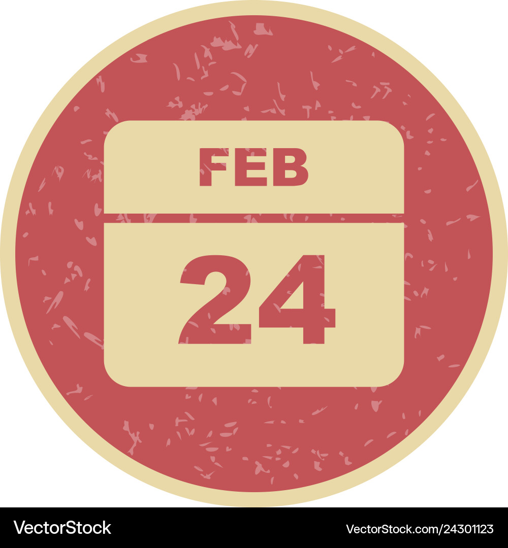 February 24th date on a single day calendar Vector Image
