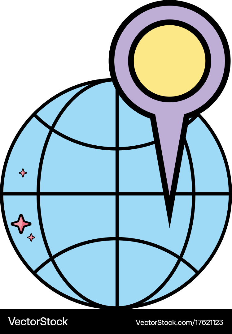 Global map with magnifying glass location symbol Vector Image