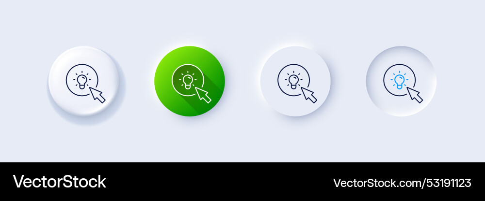 Idea lamp line icon mouse cursor sign icons Vector Image