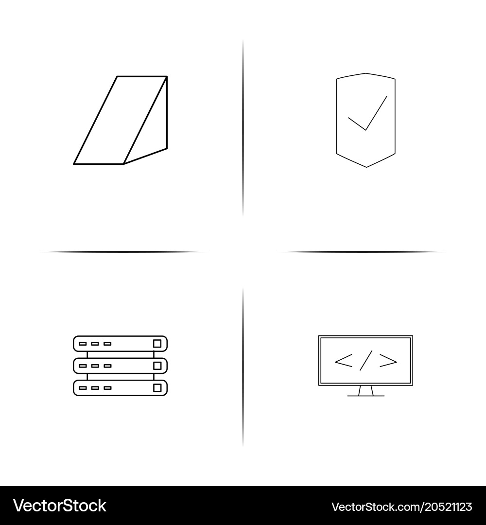 Internet security simple linear icons set vector image