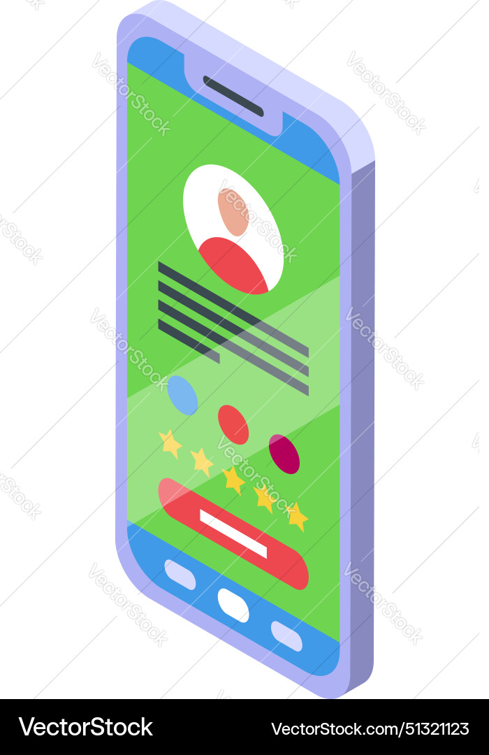 Isometric smartphone with user profile screen Isometric smartphone with user profile screen vector image