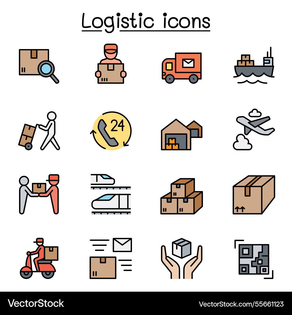 Logistic and delivery set color line style Logistic and delivery set color line style vector image