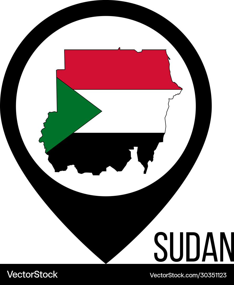 Map pointers with contry sudan flag stock Map pointers with contry sudan flag stock vector image