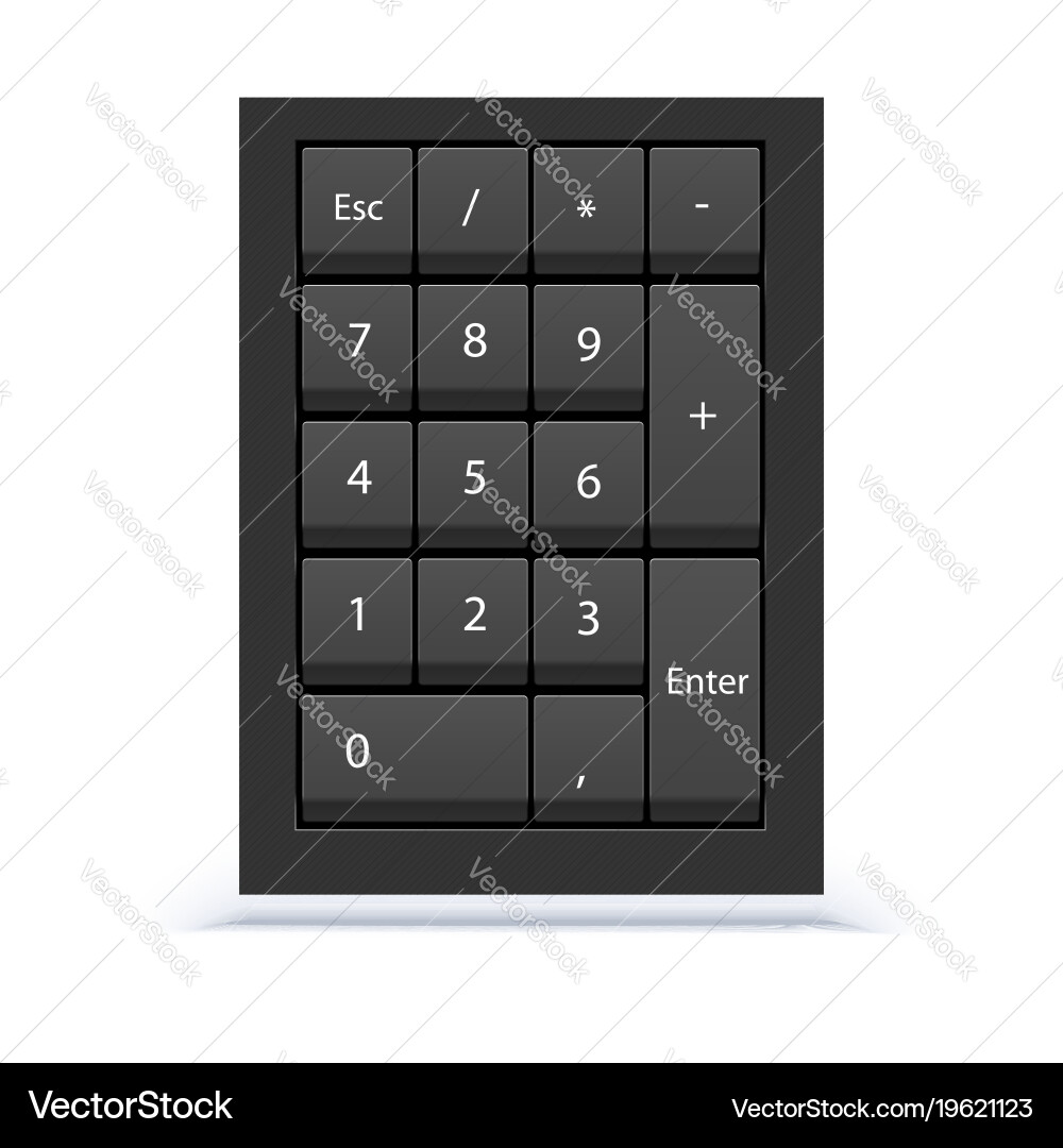 Numeric keypad close up view numpad with numbers vector image