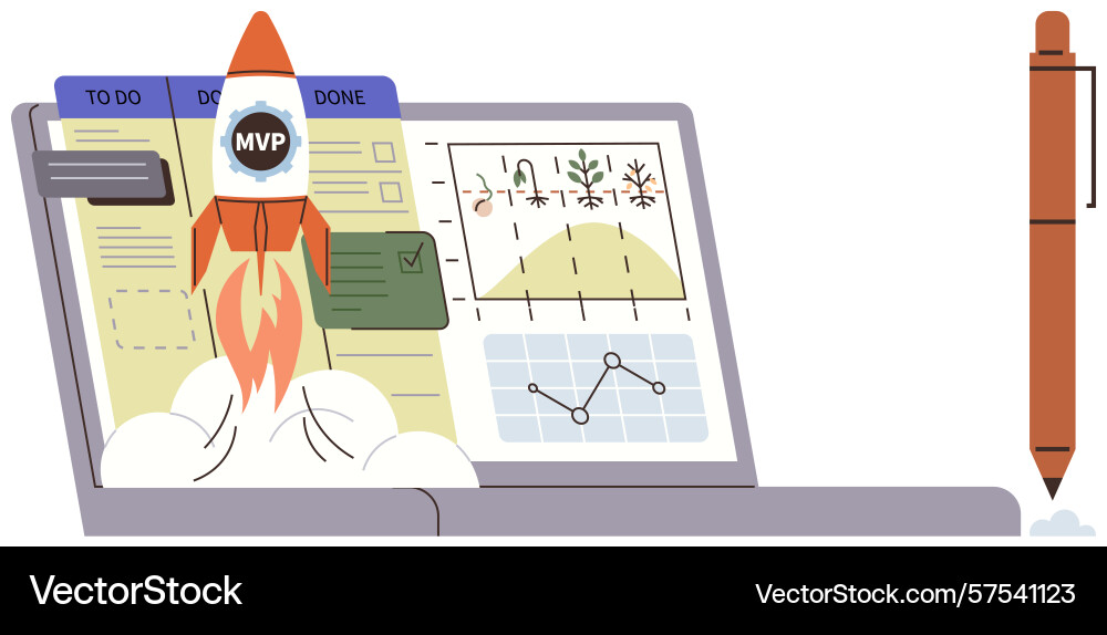 Project management with rocket launch and data Project management with rocket launch and data vector image