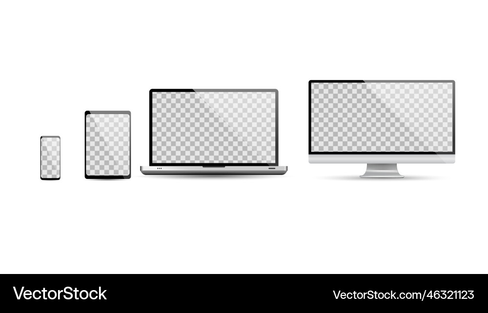 Realistic set of blank screens display monitor Vector Image