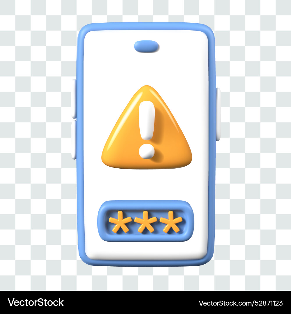 Realistic smartphone triangular attention sign Realistic smartphone triangular attention sign vector image