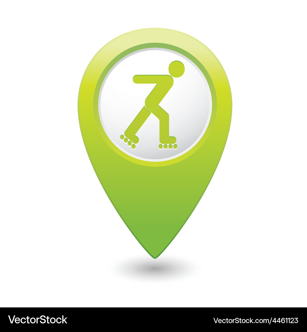 Rollerskates green map pointer vector image