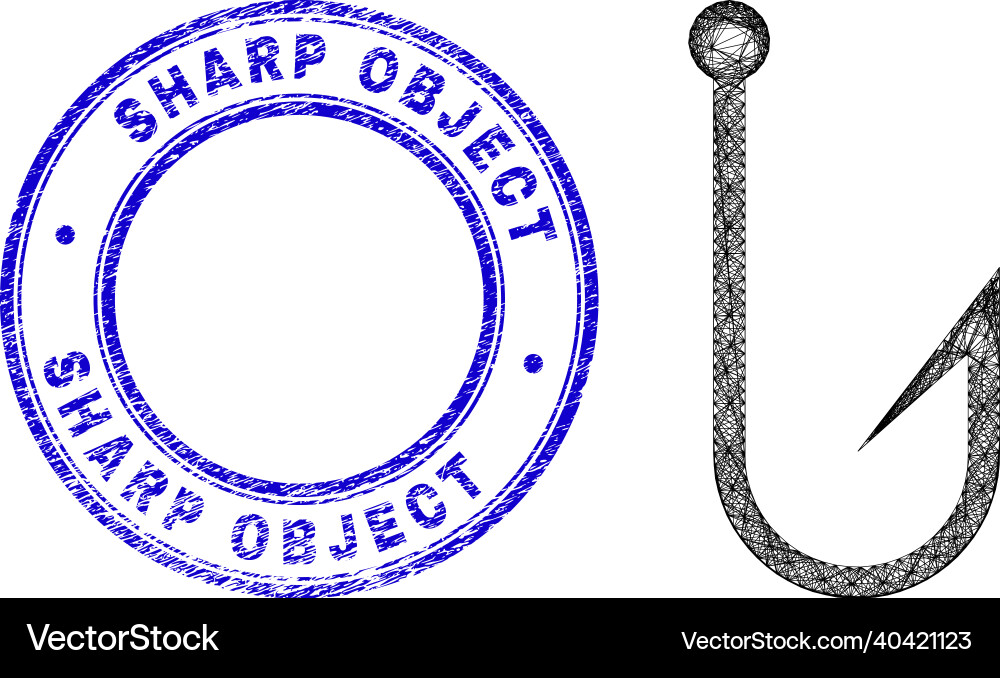 Rubber sharp object watermark and hatched Rubber sharp object watermark and hatched vector image