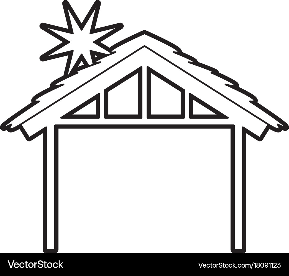 Rustic Wooden Manger Scene Vector Image