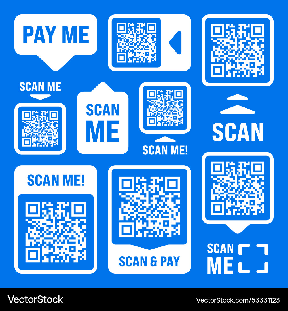 Scan me qr code sticker with text online payment Scan me qr code sticker with text online payment vector image
