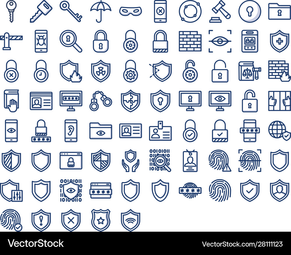 Security isolated icons set every single c Vector Image