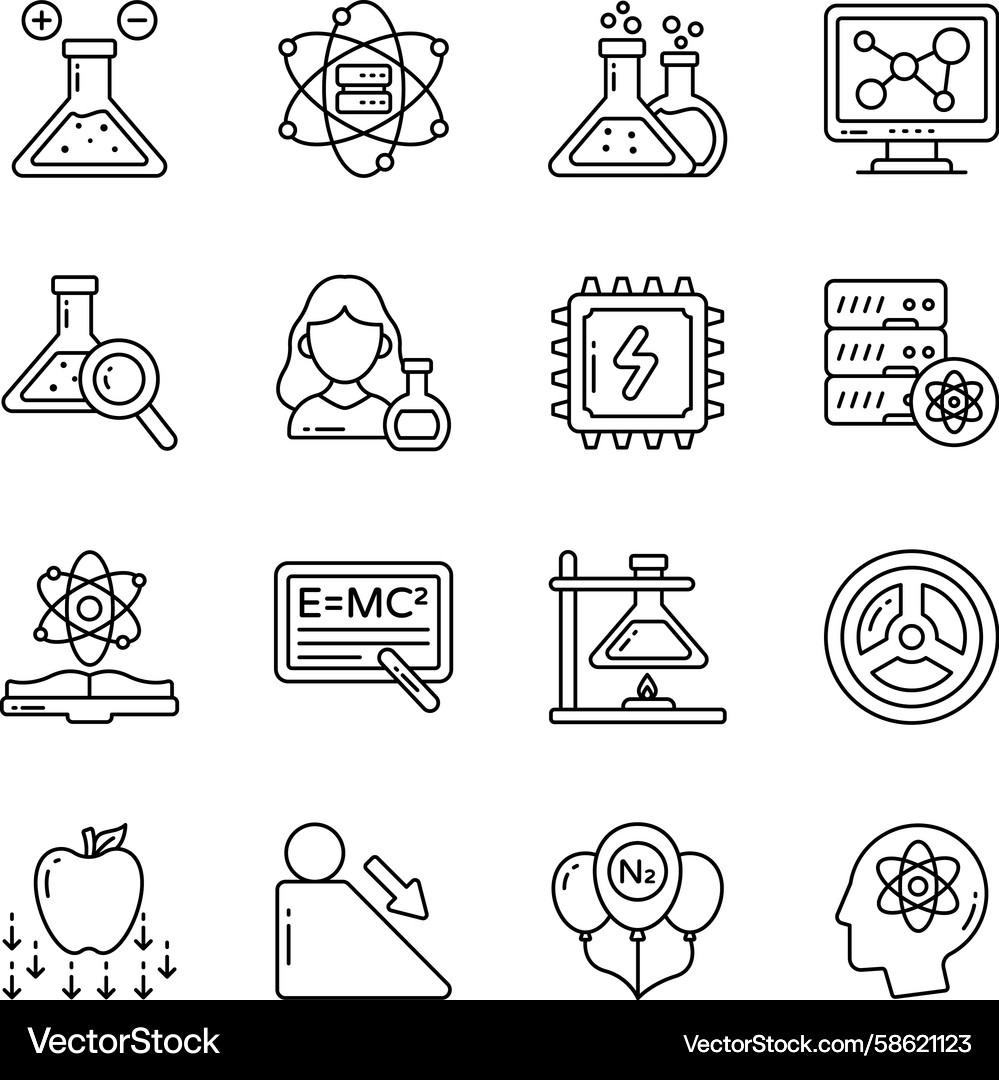 Set of science linear icons Vector Image