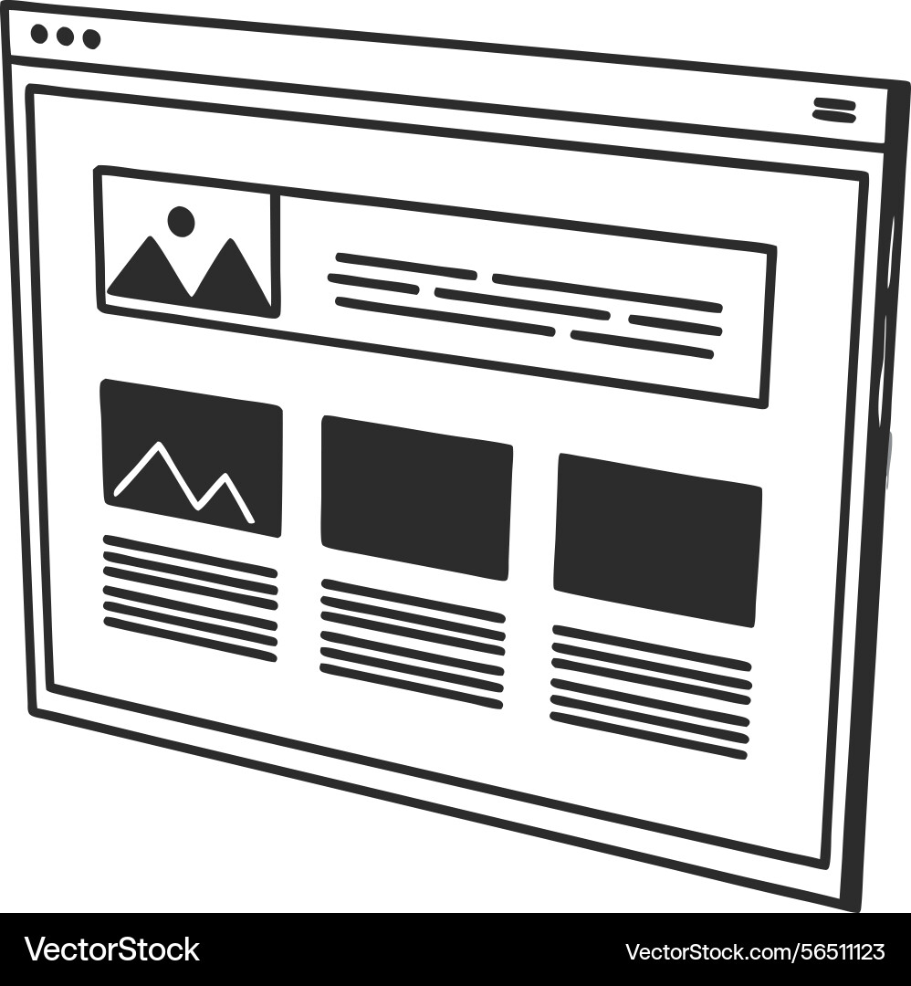 Web page layout icon with mountain graphics vector image