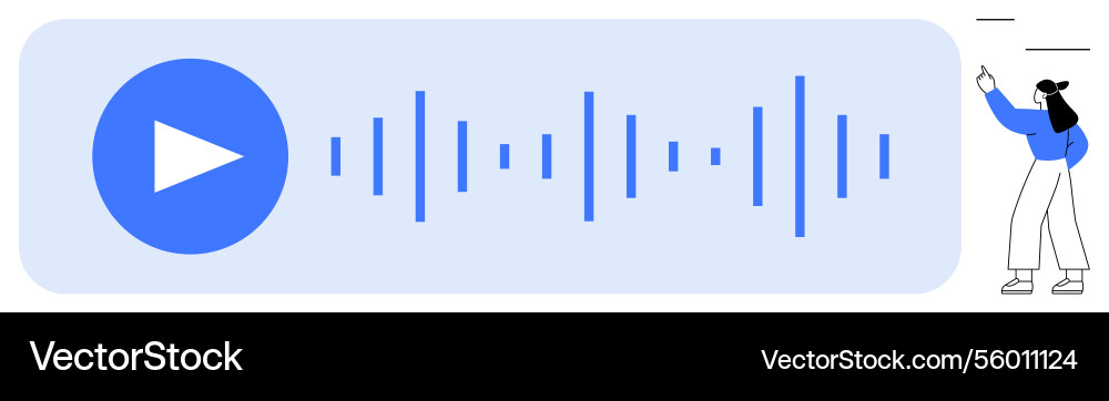 Audio playback interface with waveforms and person Audio playback interface with waveforms and person vector image