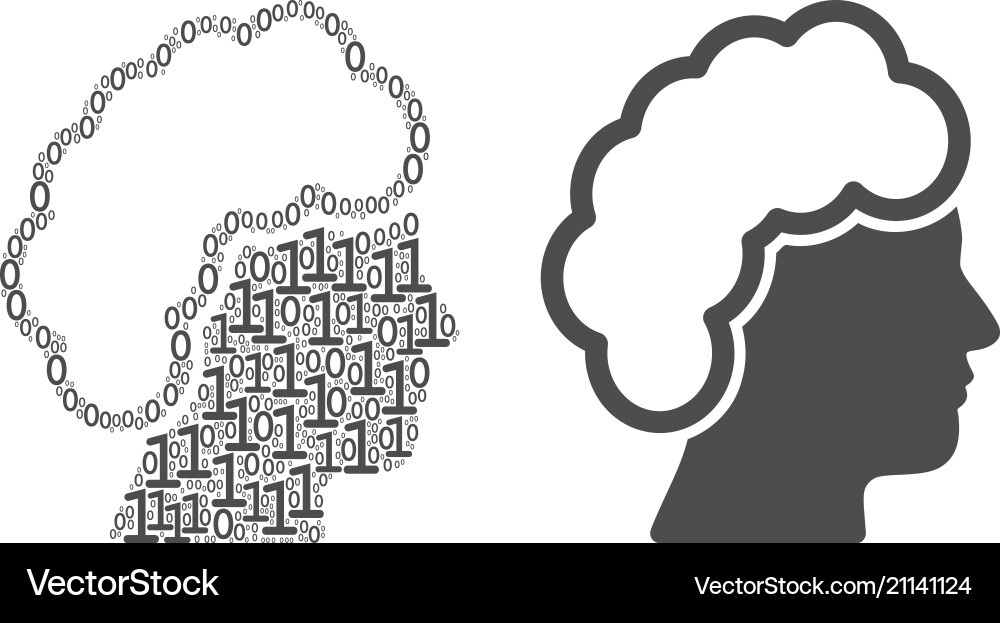 Blonde profile composition of binary digits vector image
