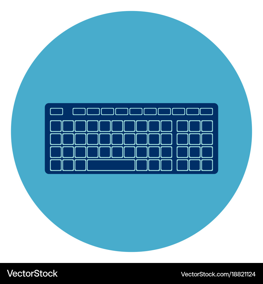 Blue Keyboard Icon - Round Button Vector Image