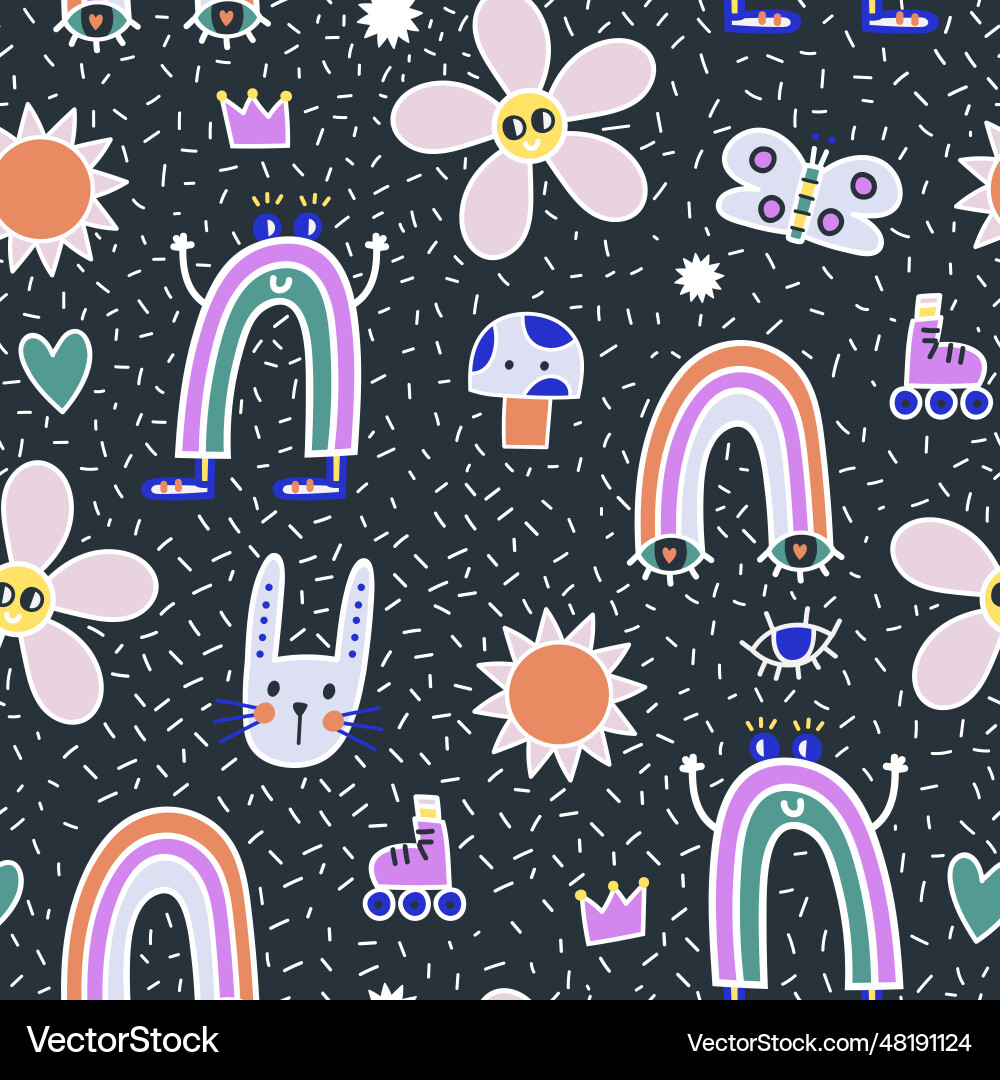 Charming Pin & Patch Pattern Vector Image