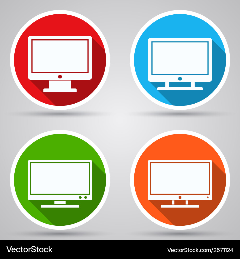 Computer Monitor Icons Set vector image