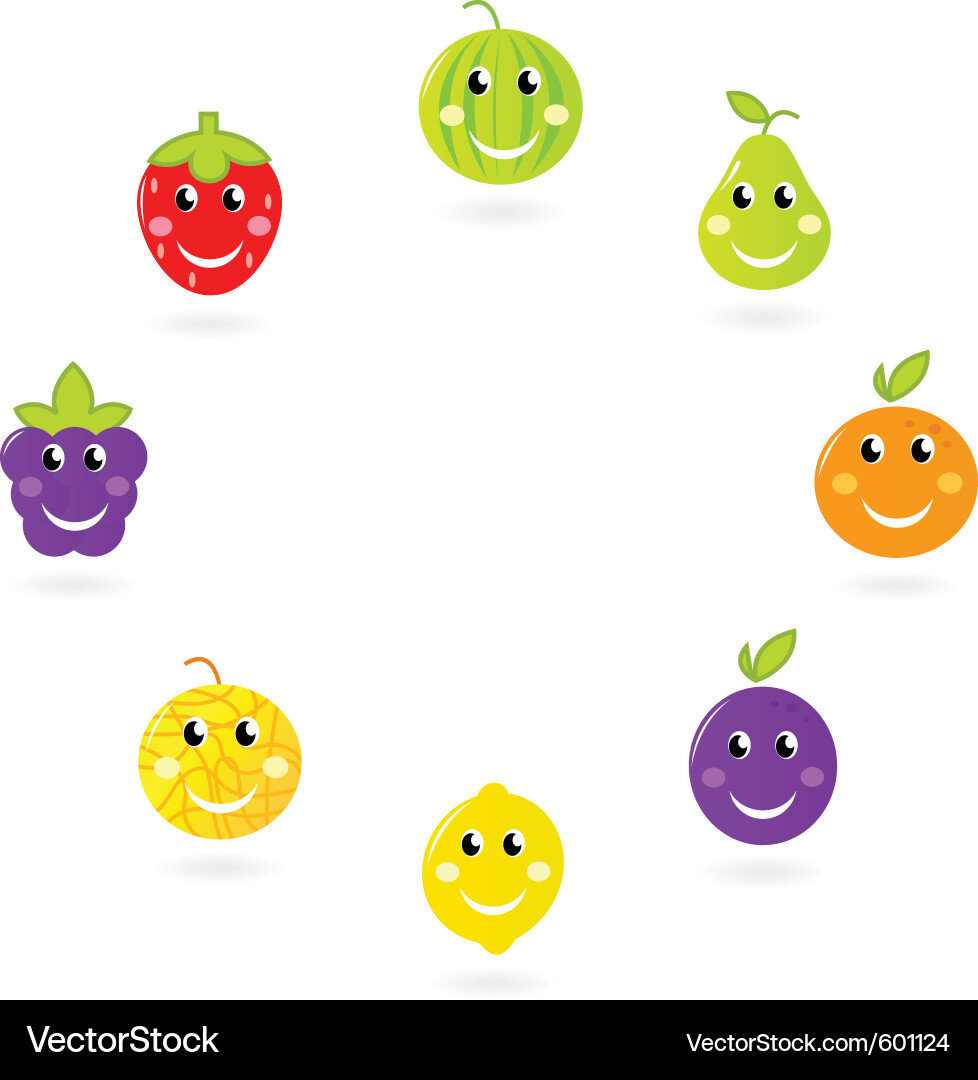 Fruit characters - mascots in circle Vector Image