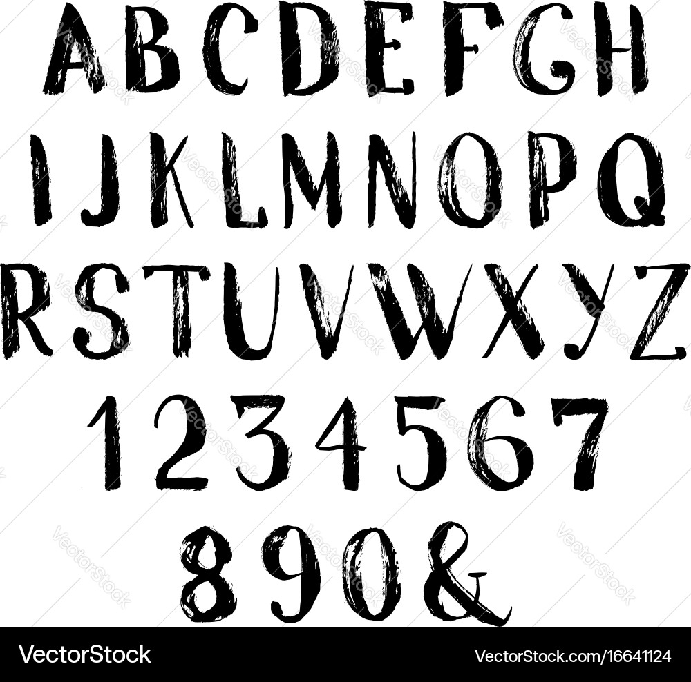 Grunge hand drawn alphabet vector image