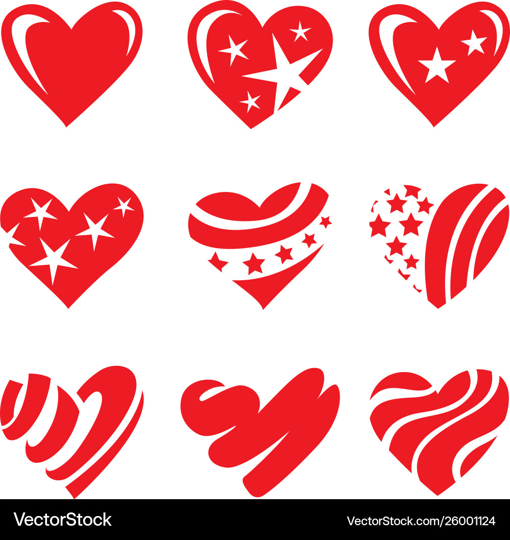 Icon red heart flat style Vector Image