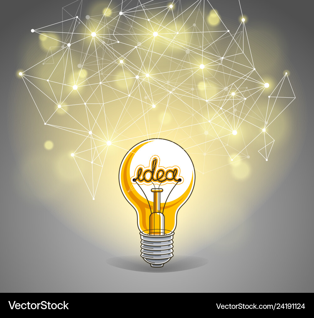 Light bulb and connection lines low poly design Light bulb and connection lines low poly design vector image