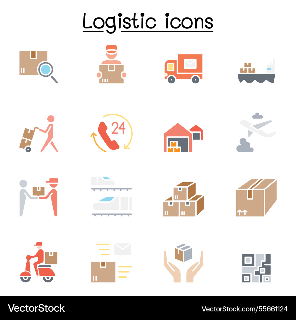 Logistic and delivery set in flat color style Logistic and delivery set in flat color style vector image