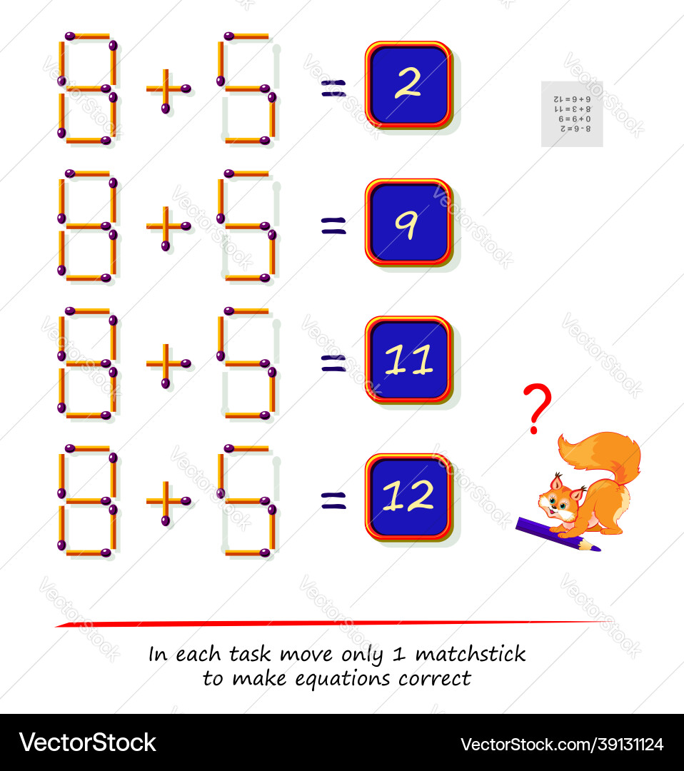 Matchstick Logic Puzzle Game vector image