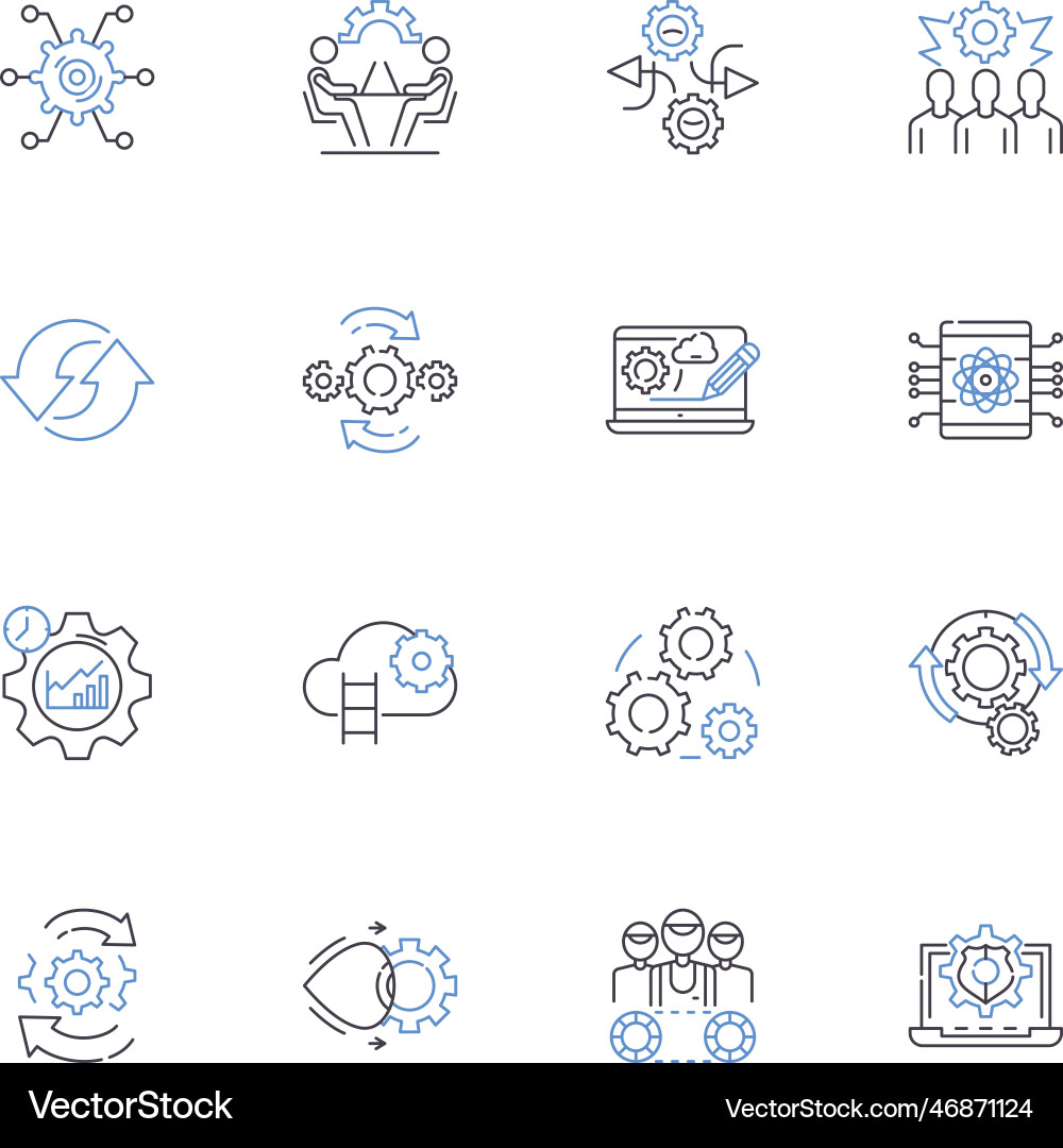 Placement line icons collection positioning Placement line icons collection positioning vector image